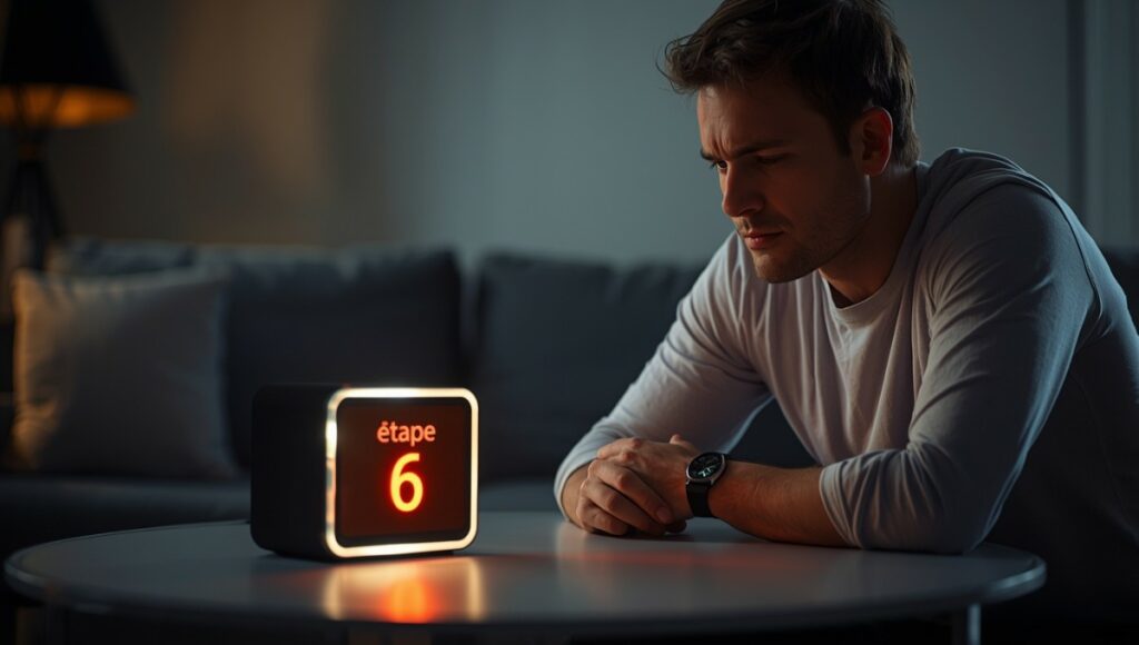 Utilisateur devant sa Freebox bloquée à l’étape 6 lors de l’authentification, cherchant une solution rapide.