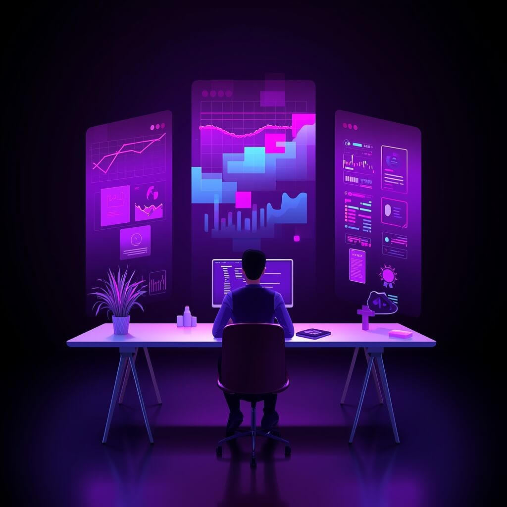 illustration futuriste ordinateur informatique