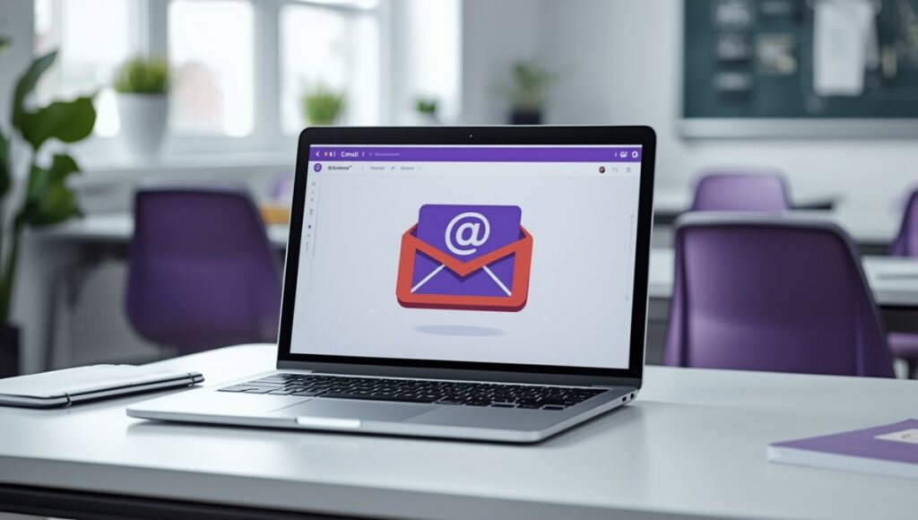 Interface de connexion à la messagerie ac-normandie sur un ordinateur portable dans un environnement éducatif