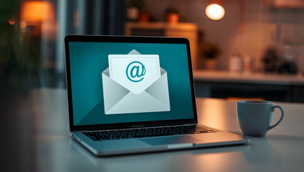 Interface de récupération de compte email Noos sur écran d'ordinateur portable dans un environnement de travail moderne