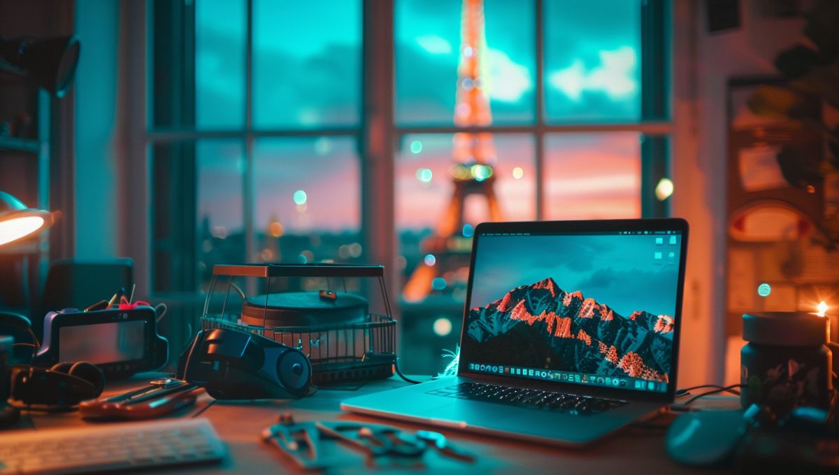 Atelier de réparation Mac professionnel à Paris avec technicien travaillant sur un MacBook