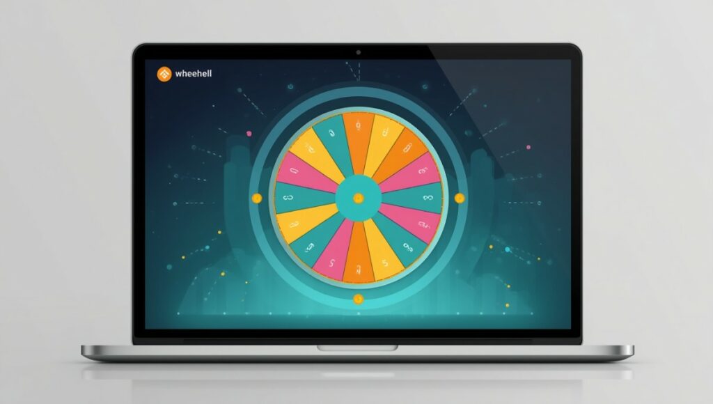Roue interactive du spinner Google affichée sur un écran d'ordinateur pour tirage au sort en ligne