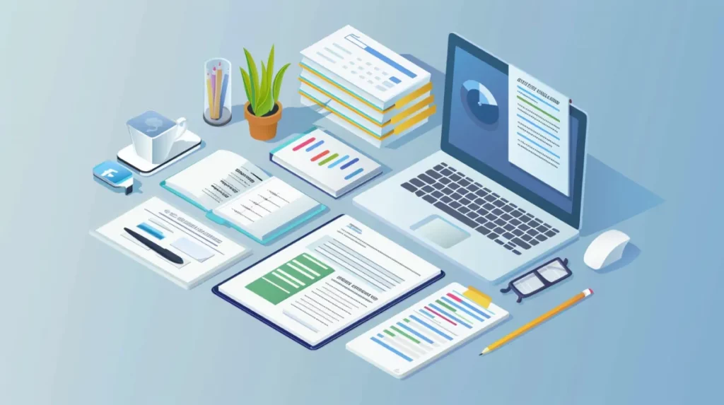 Tableau de bord numérique eDocPerso montrant bulletins de paie, attestations et contrats classés par date, interface moderne et épurée, facile à consulter